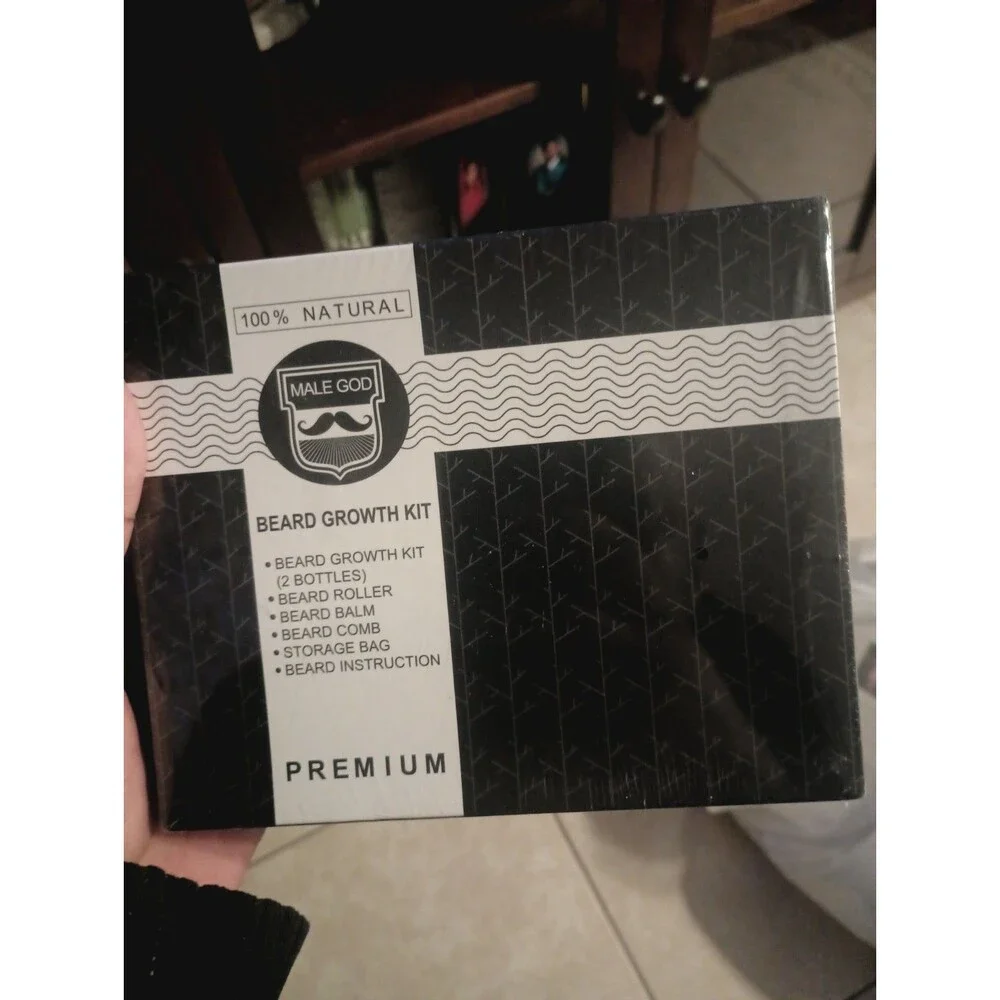 Male God Premium Beard Growth Kit New Sealed Black Box Gift Balm Natural Oil